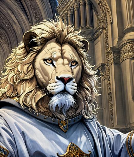 05398-2380021278-a realistic image of a white anthropomorphic lion with a beard wearing knight's armor, father time, CHV3CAnthro, perfect composi.png